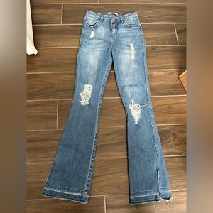 Zara basic Z1975 denim Distressed Blue Jeans 2 Highwaisted
